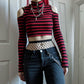Punk Red Cut Off Shoulder Top
