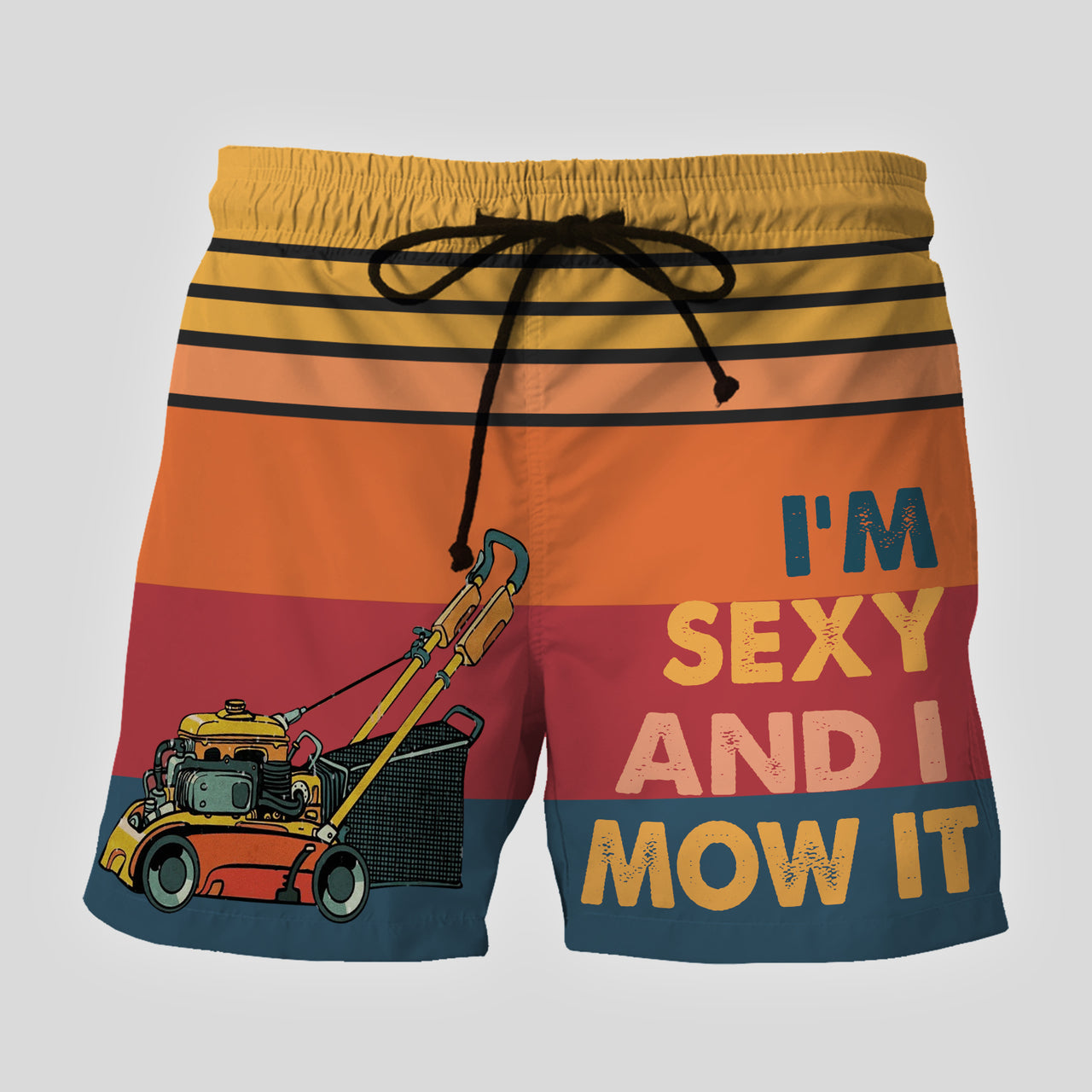 I'm Sexy And I Mow It Custom Beach Shorts - Swim Trunks