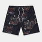 Dragon Floral Print Button Up Shirt & Dragon Print Swim Shorts