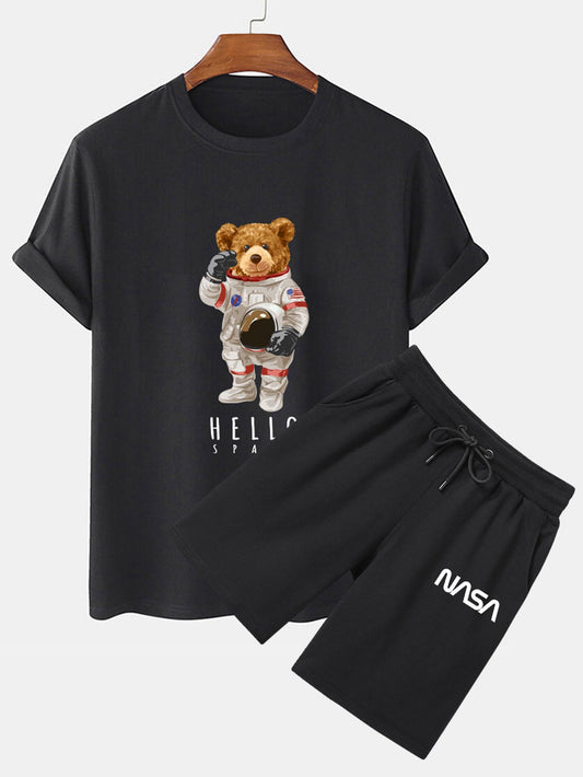 Astronaut Bear Print T-Shirt & NASA Print Shorts