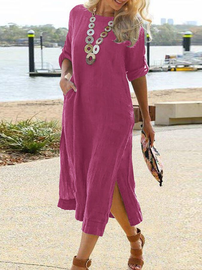 Women's Long Sleeved Vintage Long Shirt Dress