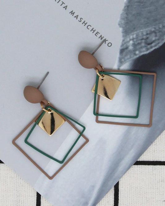 Rhombus Shaped Alloy Earrings