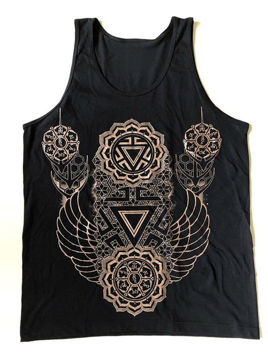 Vintage Geometric Print Casual Sleeveless T-Shirt