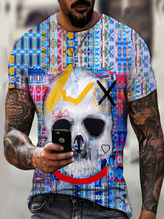 Colorful Skull Print T-Shirt