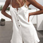 Women's Solid Color Button Suspenders Ruffled Suspender Jumpsuit