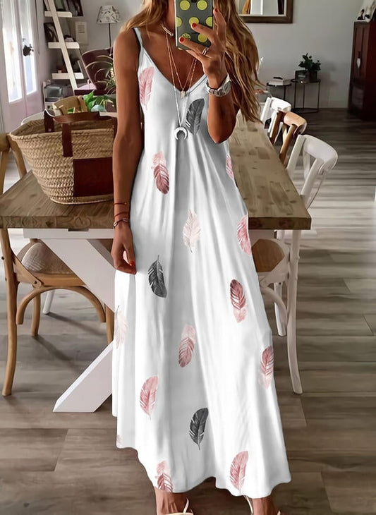 Women's Sleeveless Slip V-neck Maxi Dress