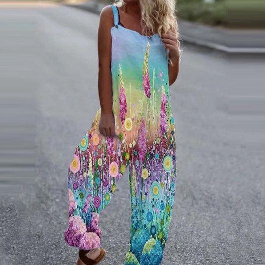 Ladies Floral Print Casual Jumpsuit