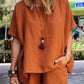 Women's Cotton Linen Casual Loose Two Piece Suit