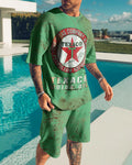 Retro casual engine oil print Suits