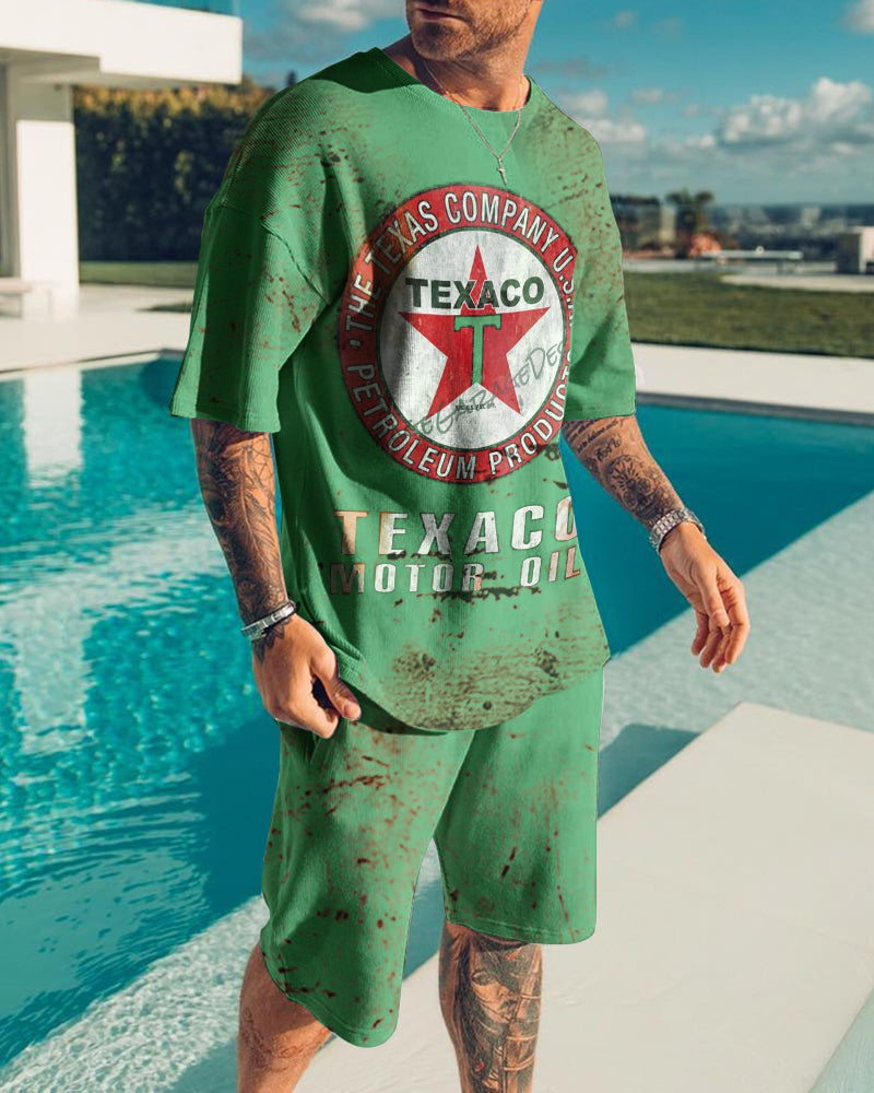 Retro casual engine oil print Suits