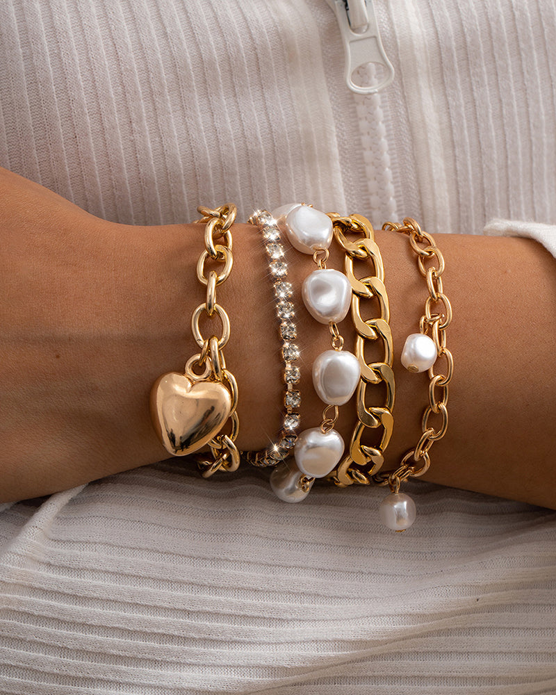 Fashion Heart Bracelet Set