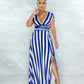 Sexy Striped High Waist Maxi Dress