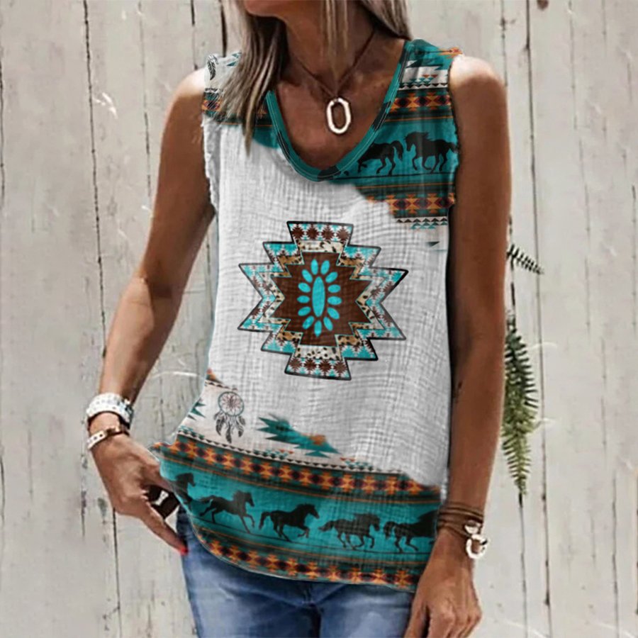 Western Ethnic Print Vest Top