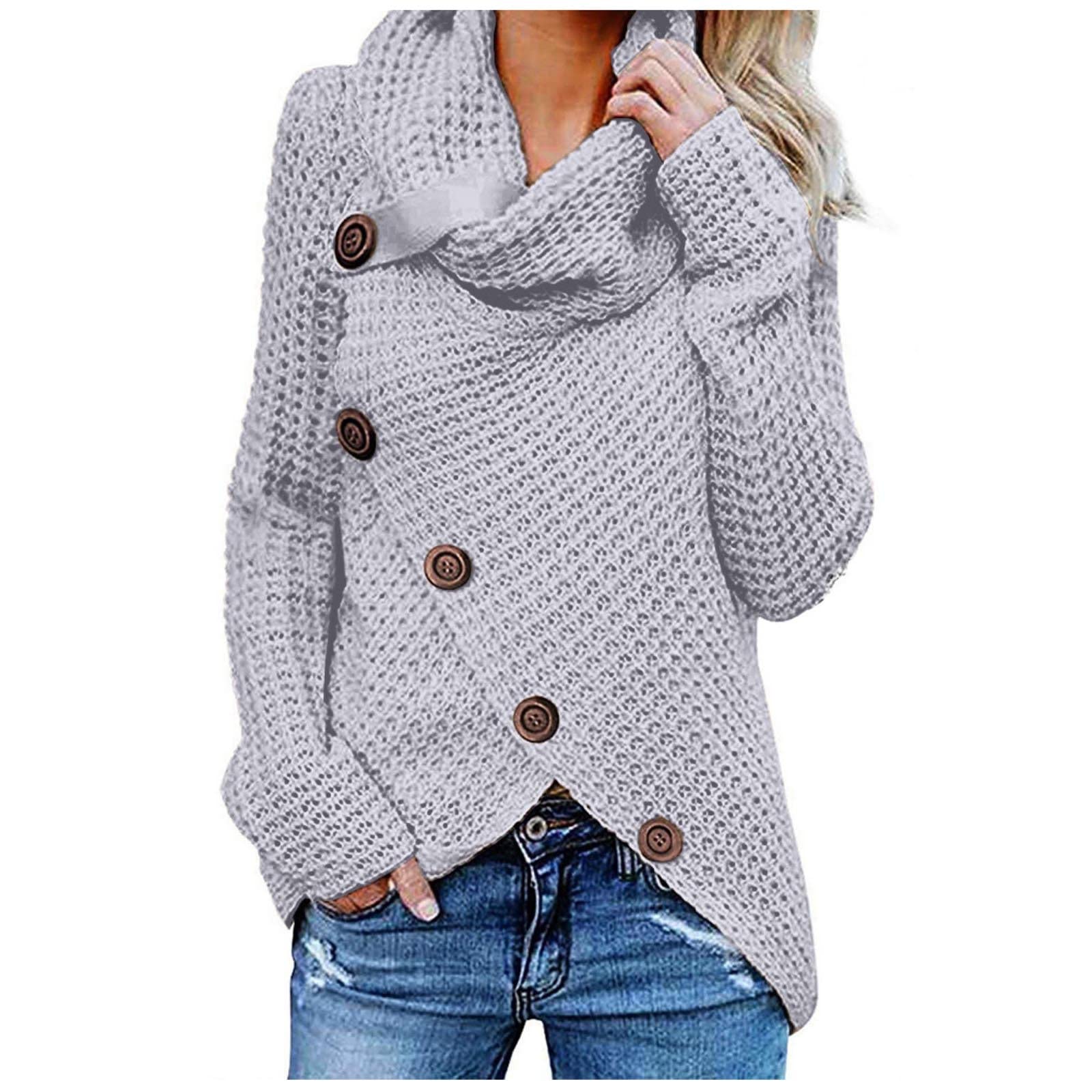 Button Solid Long Sleeve Lightweight Sweaters