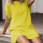 Women's Loose Casual Solid Color Short Sleeve Cotton Linen Dress