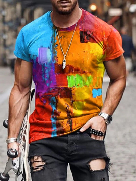 Vintage Print Casual Men's T-Shirt