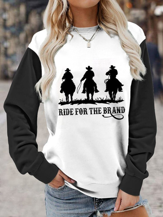 Women's Western Cowboy Print Casual Sweatshirt