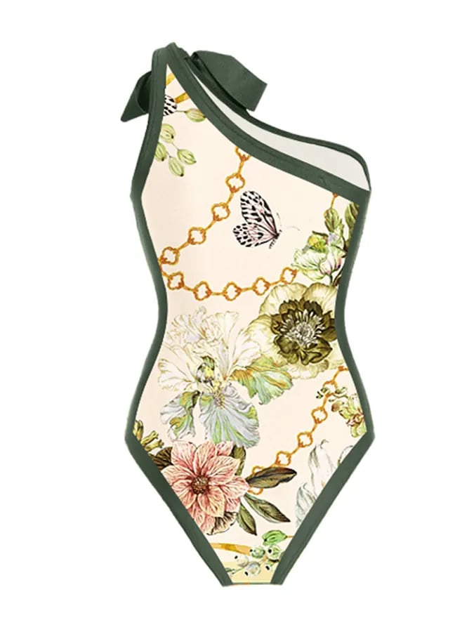 Women's Vintage Floral Print One-Piece Swimsuit