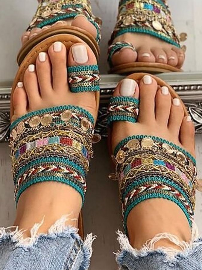 Retro Ethnic Flat Slippers