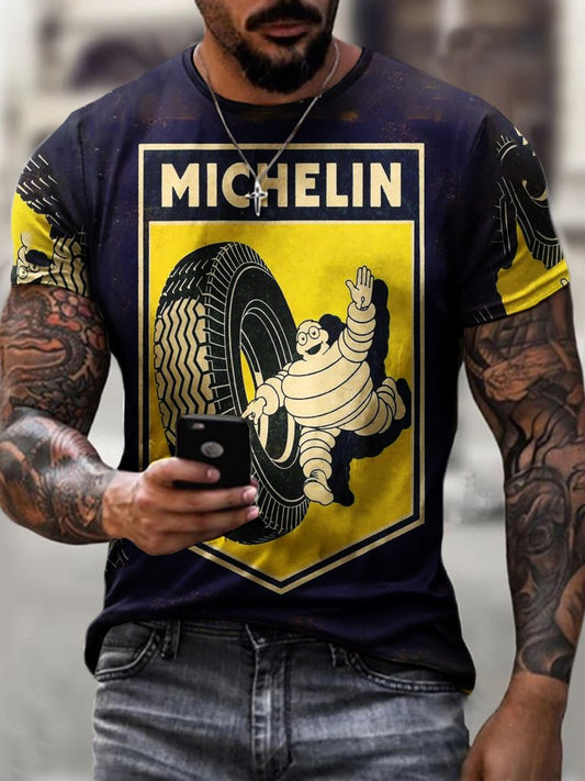 Mens Crew Neck Motorcycle Style Short Sleeve Tops T-shirts