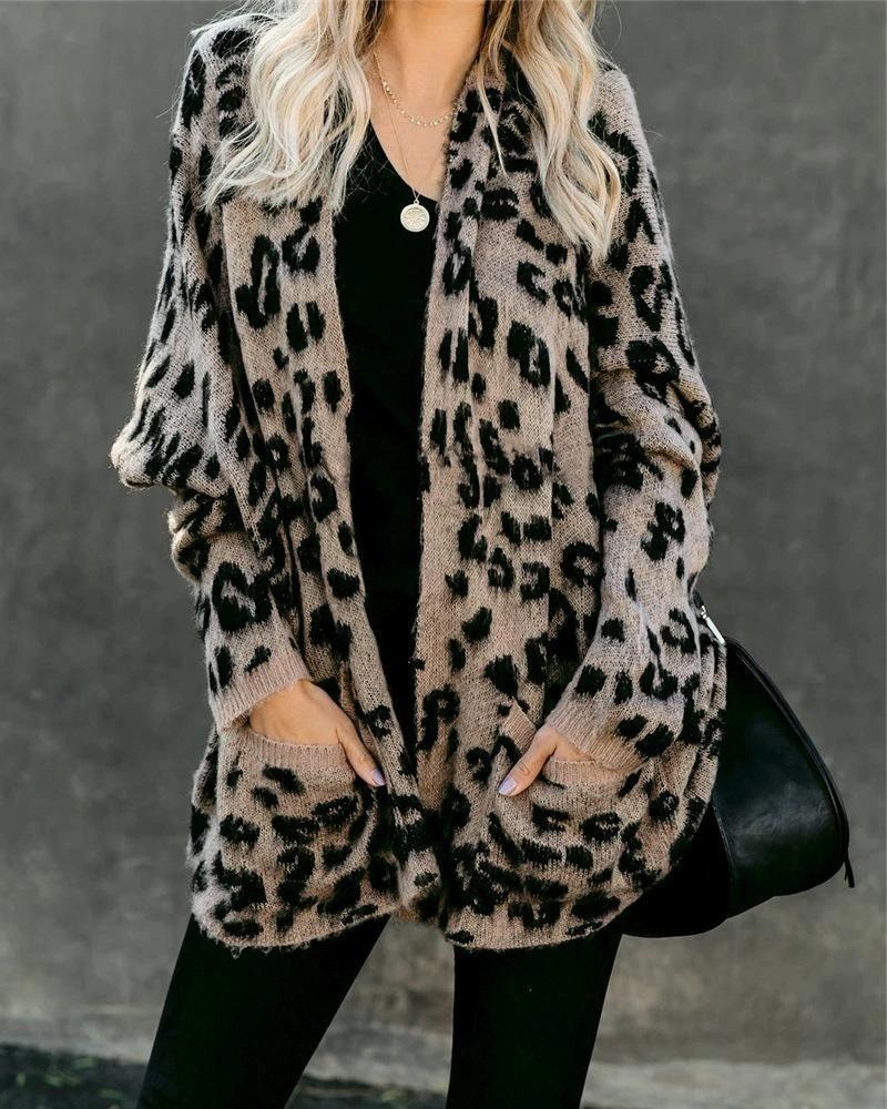 Leopard Long Sleeve Loose Cardigans