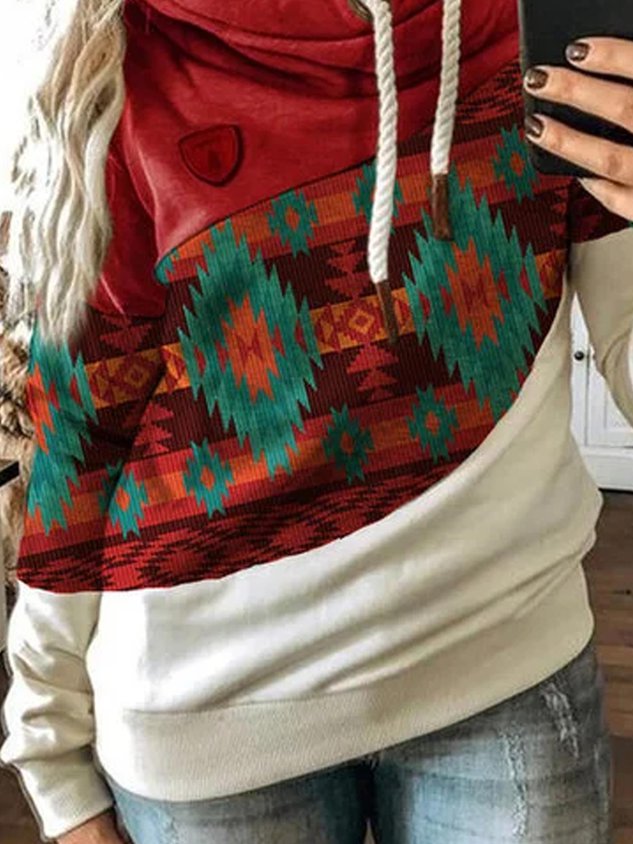 Farbblock Lässige Sweatshirts mit Kapuze