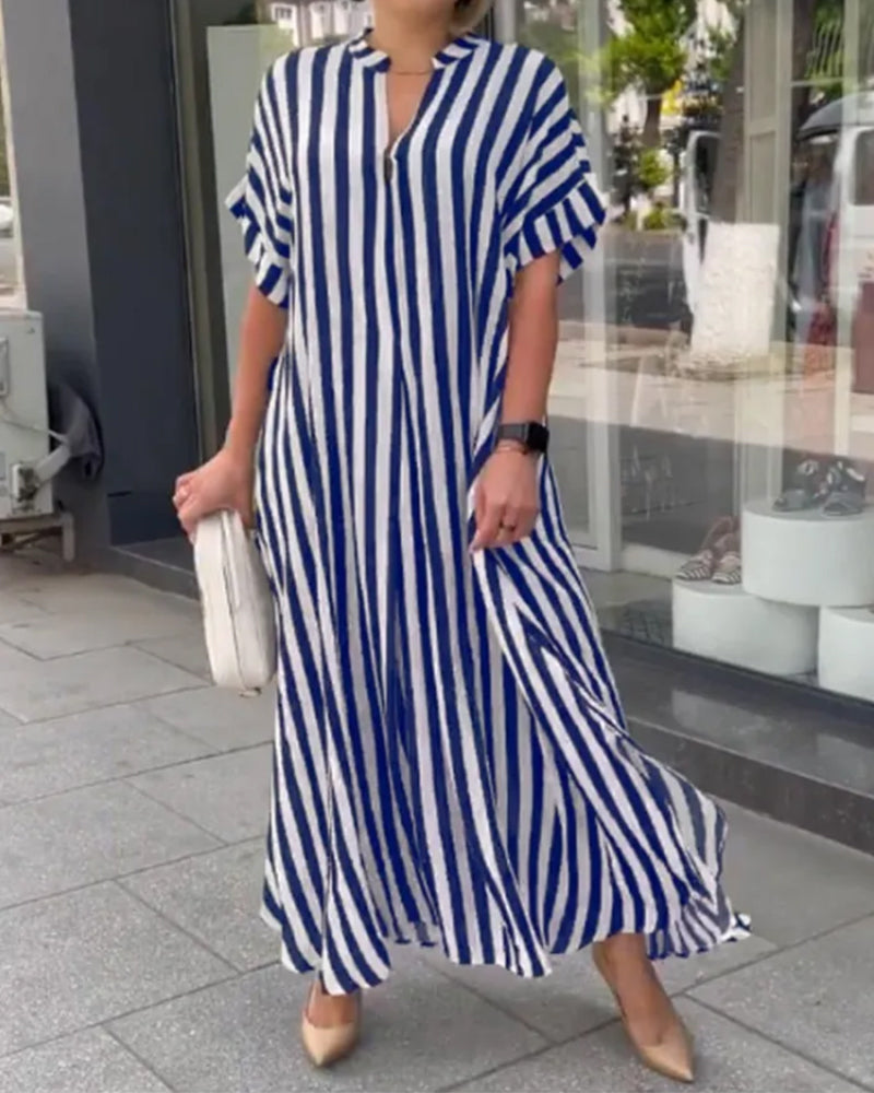 Women's V-Neck Striped Print Dress LAST DAY 50% OFF