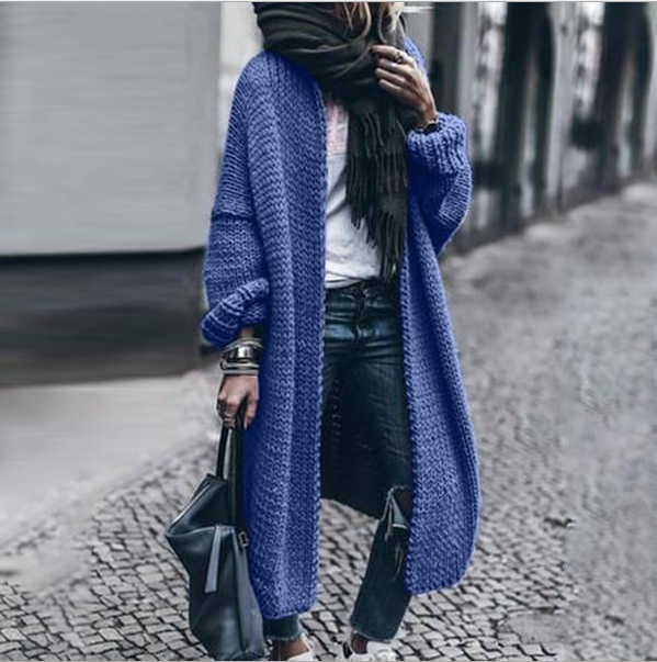 Trendy Street Knit Oversize Maxi Plain Cardigan Sweater