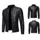 Men's slim plus size leather jacket with hidden pockets