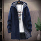 2022 Men Casual Sweaters Jacket Slim Long Thick Warm Hooded Sweater Coat