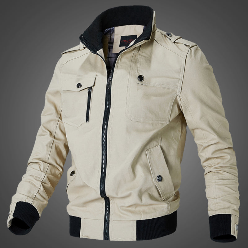 2022 Spring and Autumn  Pilot Jacket Fashion Outdoor Military Uniform Stand Collar Slim Trench Coat