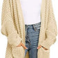 Batwing Sleeve Solid Color Pocket Cardigan