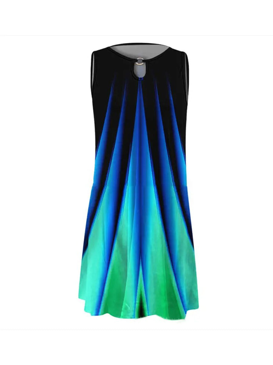 Color Block Sleeveless Casual Dress