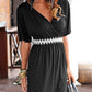 V-Neck Patchwork color belt  Casual Dresses