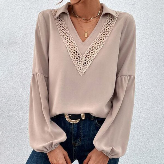 Apricot Plain V-Neck Top