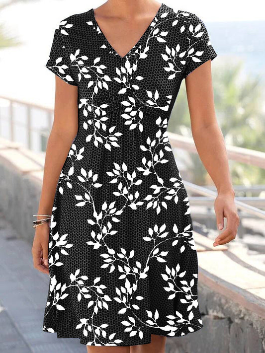 Leaf V Neck Elegant Dresses