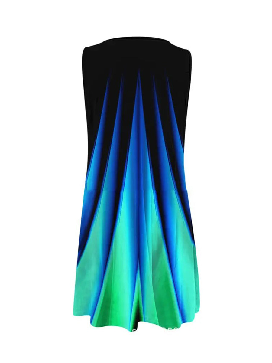 Color Block Sleeveless Casual Dress