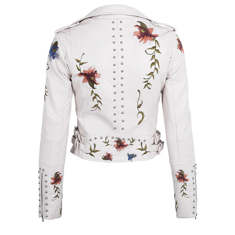 Roselia Flowered Leather Jacket