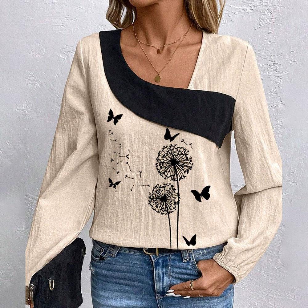 Apricot Long Sleeve Print Top