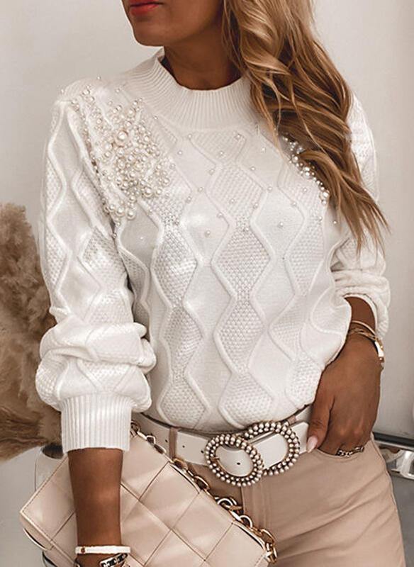 Beaded Decor Long Sleeve Sweater