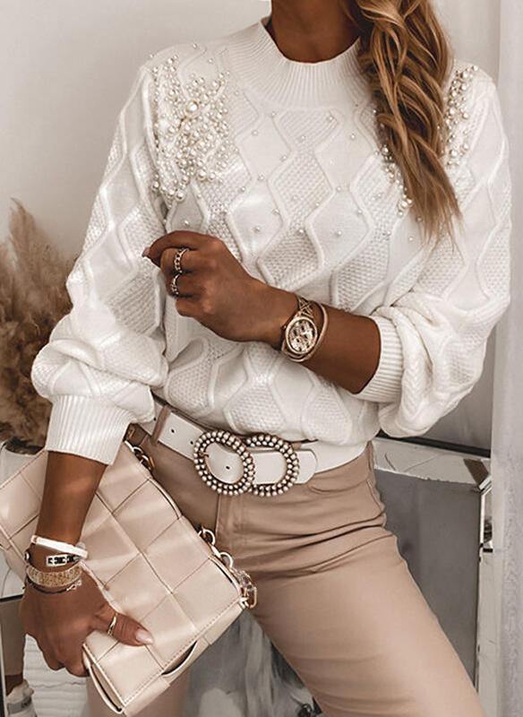 Beaded Decor Long Sleeve Sweater