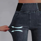 Hohe Taille  Wärme Unifarben Denim Lässig  Fest Jeans