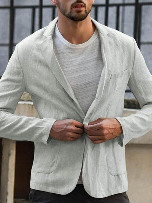 Men's Casual Cotton Linen Loose Jacket