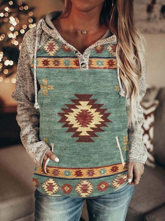 Women's Western Geometric Print Sweatshirt