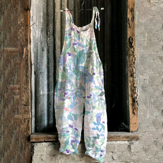 Linen print wide leg Jumpsuit