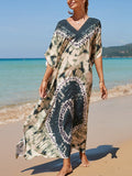 Ladies Spring Summer Beach Resort Style Loose Print Dress