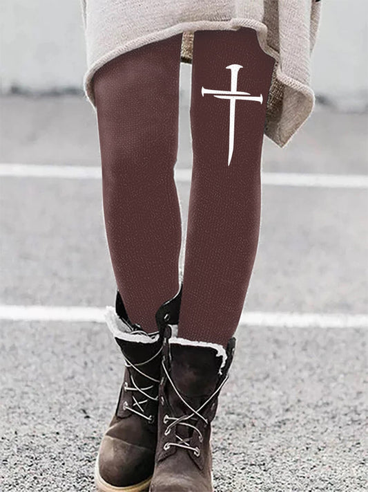 Women’s Nail Cross Faith Printed Leggings