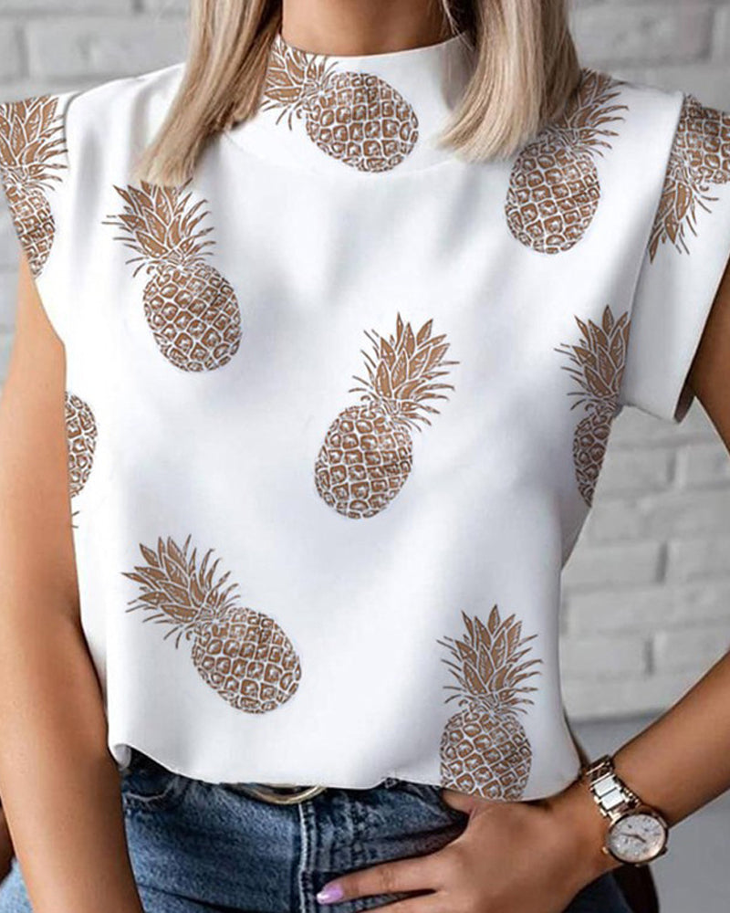 Casual Crew Neck Printed Short Sleeve Top