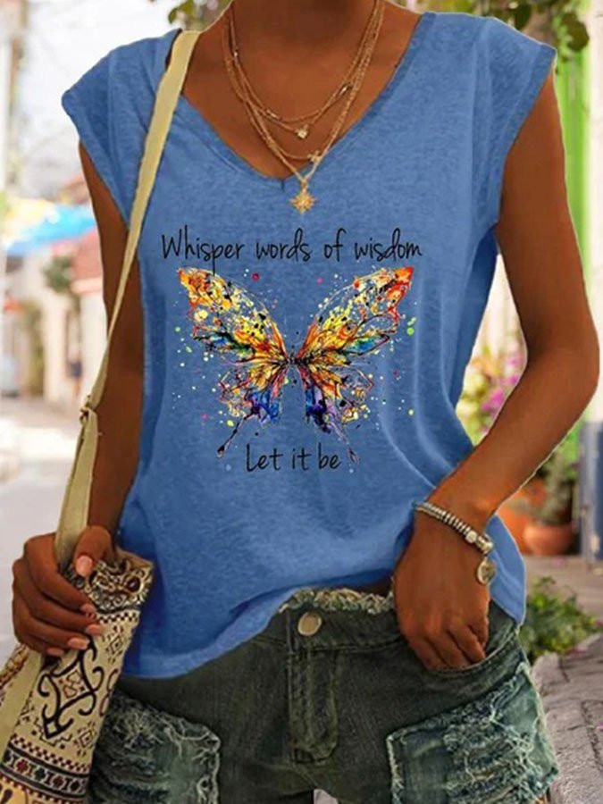 Whisper Words Of Wisdom Let It Be Butterfly Print T-Shirt