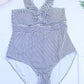 Ladies Striped One Piece Swimsuit